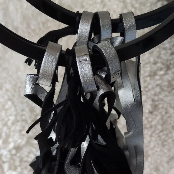 Salvatore Ferragamo Black and Silver Suade Net Bag - Picture 10 of 11